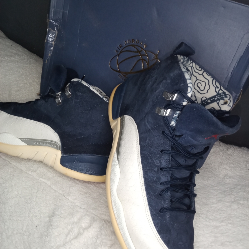 Jordan Blue and White High-Top Sneakers